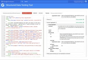 Vue de l'analyse des données structurées d'un site internet