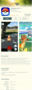 Visuel de l'application mobile Pokemon go