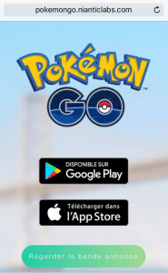 Ecran d'accueil Pokemon Go